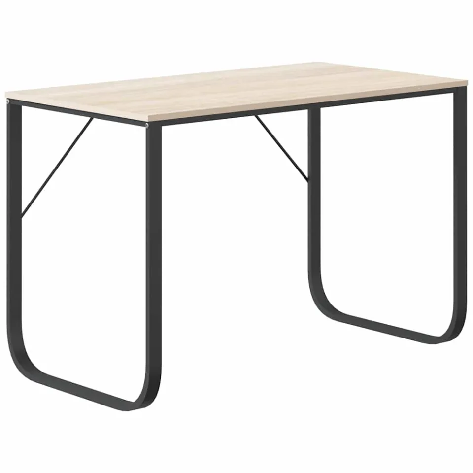 vidaXL Computerbureau 110x60x73 cm spaanplaat zwart en eikenkleurig, foto 3