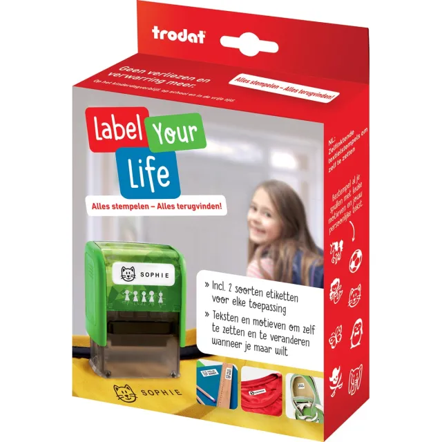 Trodat Label Your Life textiel-stempel, Nederlands zwart