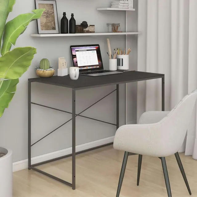 vidaXL Computerbureau 110x60x70 cm bewerkt hout zwart, foto 2