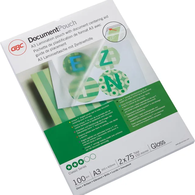 GBC Document lamineerhoes ft A3, 150 micron (2 x 75 micron), pak van 100 stuks