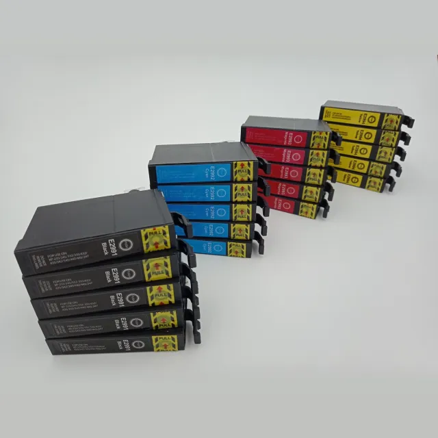 KATRIZ huismerk inkt voor Epson 5x T2991XL BK + 5x T2992XL C +5x T2993XL M + 5x T2994XL Y |(20stuks) - Met chip Zwar, Cyaan, Magenta, Geel