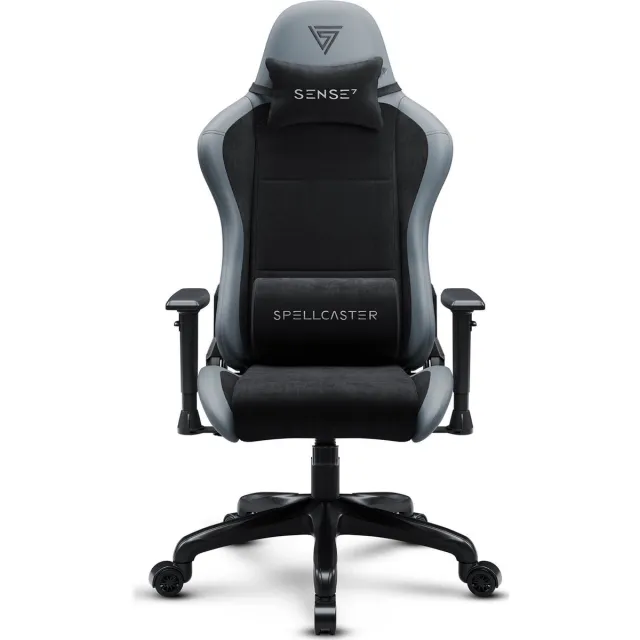 SENSE7 Spellcaster FUKU PU - Ergonomische Gaming Stoel - Bureaustoel Eco-Leer & Alcantara - Tot 120kg - Zwart/Grijs