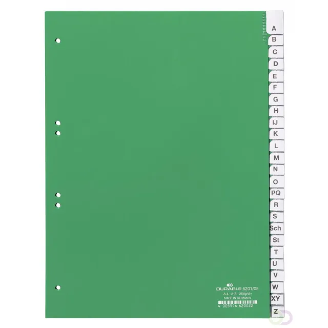 Durable Tabbladen A4 25-delig gelaste tabs A-Z (Duits) en voorblad PP