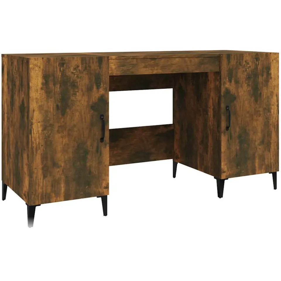 vidaXL Bureau 140x50x75 cm bewerkt hout gerookt eikenkleurig