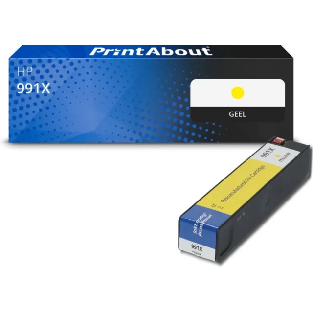 PrintAbout huismerk Inktcartridge 991X (M0J98AE) Geel Hoge capaciteit geschikt voor HP