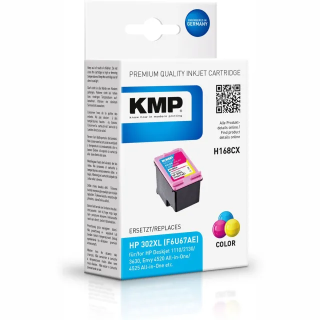 KMP Cartridge H168CX Compatibel vervangt HP 302XL Cyaan, Magenta, Geel 1746,4030 Cyaan;Magenta;Geel