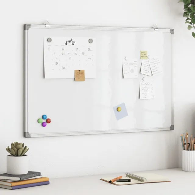 vidaXL Whiteboard magnetisch 80x50x1,7 cm aluminium Wit