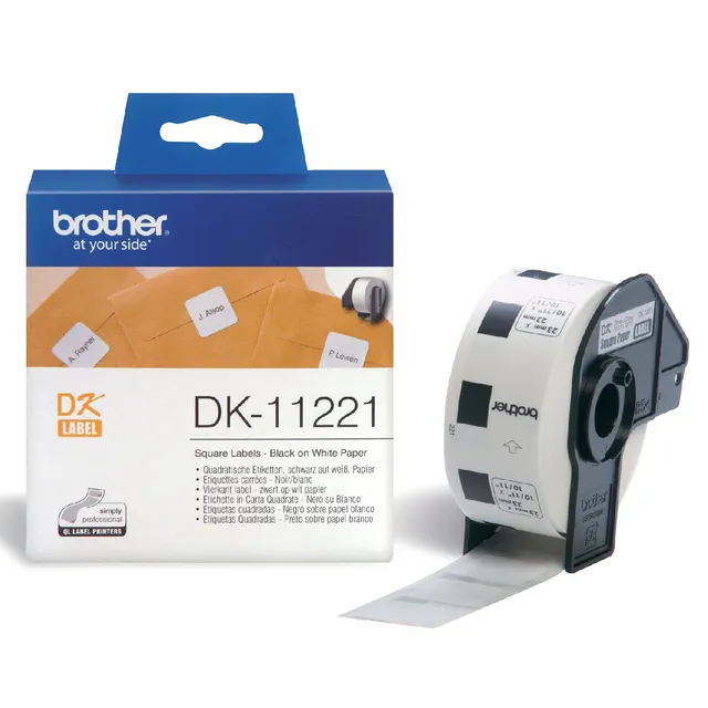 Brother Etiket Brother DK-11221 vierkant 23x23mm 1 rol á 1000 stuks wit