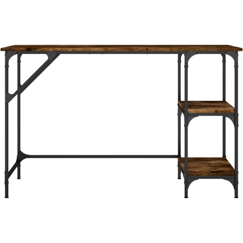 vidaXL Bureau 120x50x75 cm metaal en bewerkt hout gerookt eikenkleurig, foto 4
