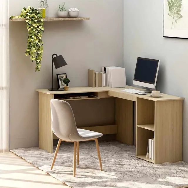vidaXL Hoekbureau L-vormig 120x140x75cm bewerkt hout sonoma eikenkleur, foto 2