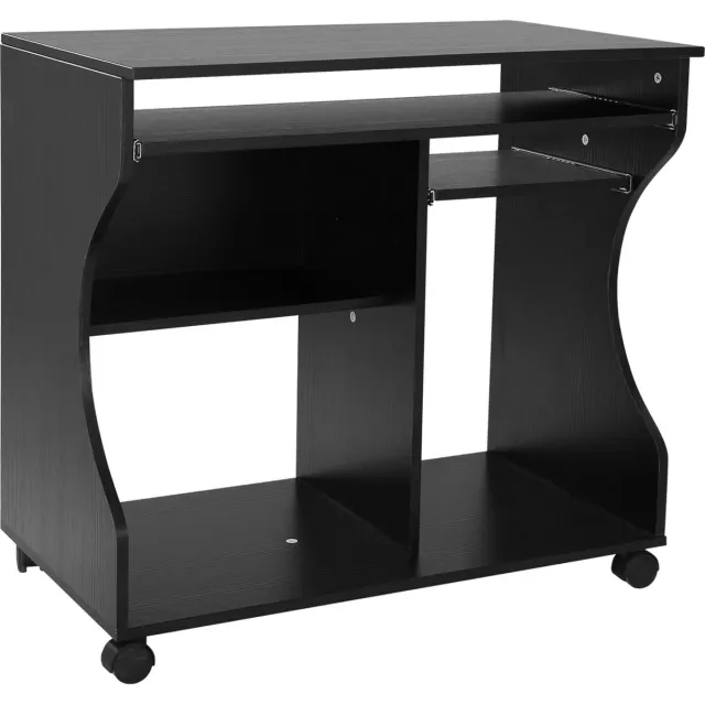 Homcom Computertisch-Spanplatte, Kunststoff-80L x 48B x 75H cm-Schwarz Rustikal-Braun