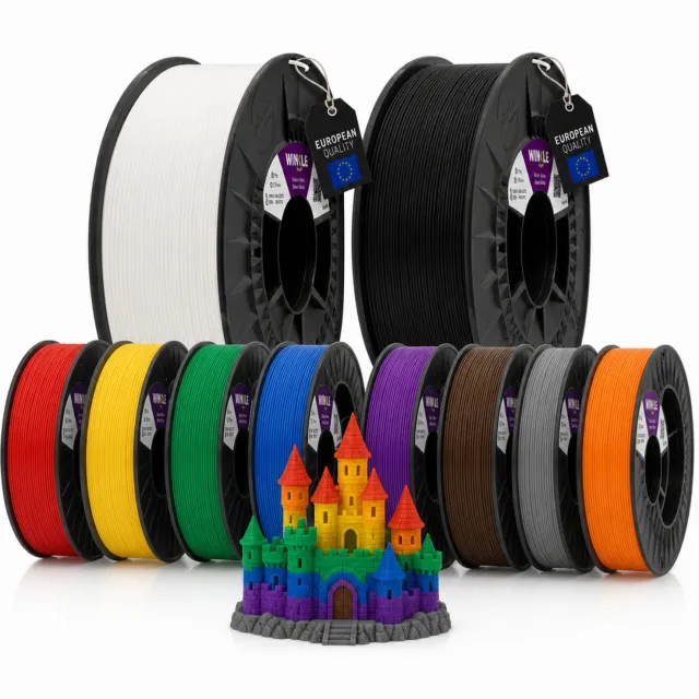 Winkle PLA HD 3D Filament 2x1 kg + 8x300g - Filament voor 3D printer - Hoge Nauwkeurigheid - Voordeelpakket - Ø 1,75 mm 2 x 1kg en 8 x 300g