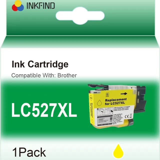 INKFIND LC527XL Geel inktcartridge compatibel met Brother LC527XL LC-527XL Geel geschikt voor Brother MFC-J4350DW/J4550DW - 1-pack Geel Geel x 1