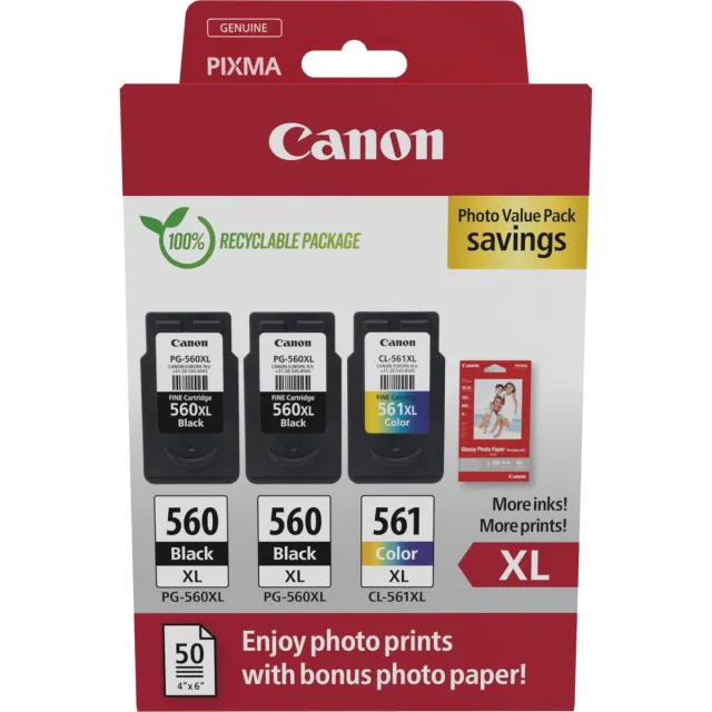 Canon 3712C012 inktcartridge 3 stuk(s) Origineel Hoog (XL) rendement Zwart, Cyaan, Magenta, Geel Zwart;Cyaan;Magenta;Geel