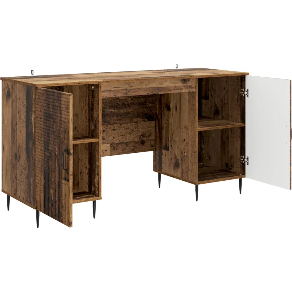 vidaXL Bureau Oud hout 142,5 x 50 x 75 cm Bewerkt hout bruin, foto 3