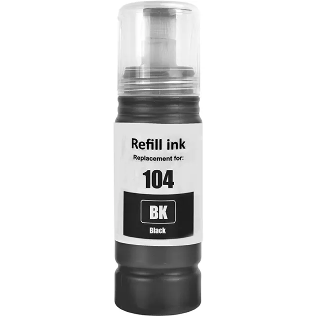 Inktkenners Inkt Geschikt voor Ecotank 104 - 1x Zwart | ET-1810, ET-2710, ET-2711, ET-2712, ET-2714, ET-2720, ET-2721, ET-2726, ET-2810, ET-2811, ET-2812, ET-2814, ET-2815, ET-2820, ET-2821, ET-2825, ET-2826, ET-2830, ET-2840, ET-2860, ET-2861, ET-2862 o.a.