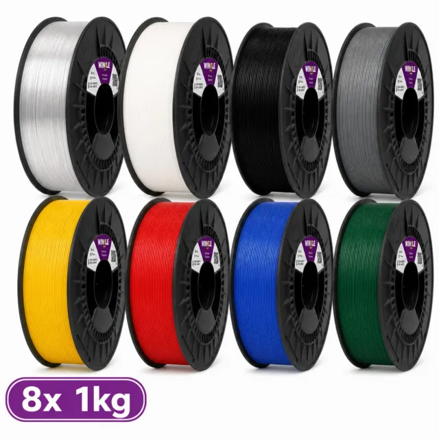 Winkle PETG 3D Filament - 8x1 kg Voordeelpakket - Filament voor 3D printer - Hoge Nauwkeurigheid - Ø 1,75 mm 8 x 1kg Multicolor