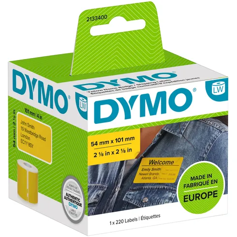 Dymo Etiket Dymo LabelWriter naamkaart 54x101mm 1 rol á 220 stuks geel