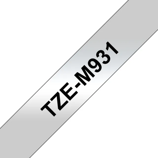 Brother TZ-M931 12mm - black on silver mat - laminated (8m) Tweekleurig