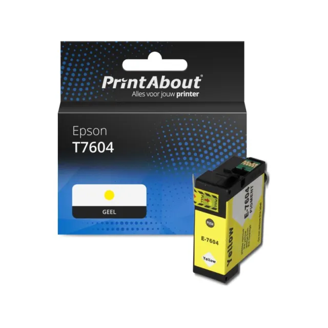 PrintAbout huismerk Inktcartridge T7604 Geel Geschikt voor Epson