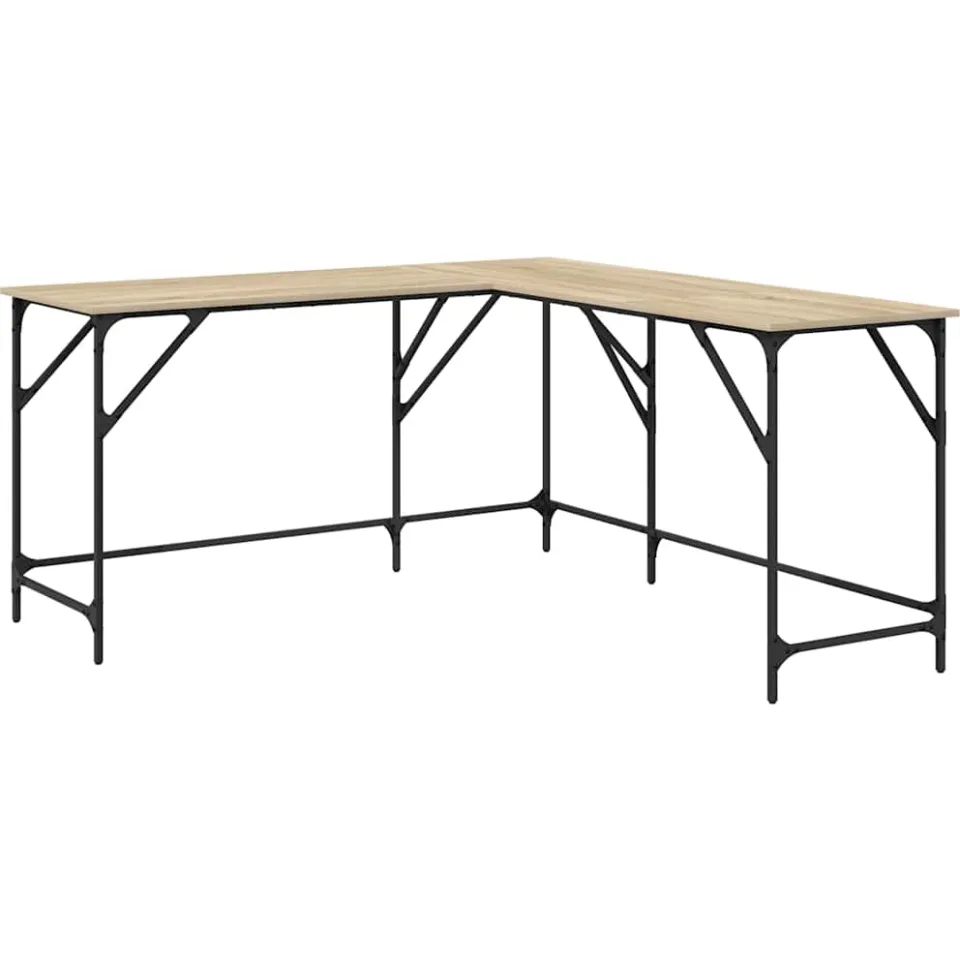vidaXL Bureau 149x149x75 cm bewerkt hout sonoma eikenkleurig