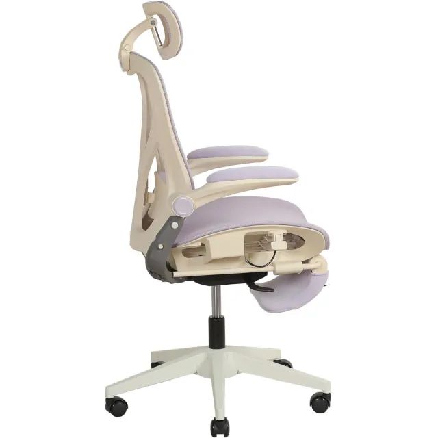 OKWISH Bureaustoel – Ergonomische Klapstoel Met 3D Hoofdsteun, Lendensteun En Voetsteun – Voor Werk, Studie En Ontspanning – Mesh – Paars Purple