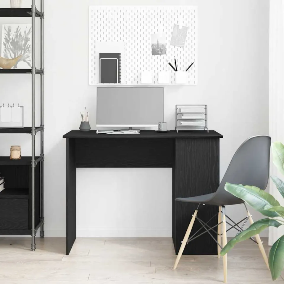 vidaXL Bureau Zwart Eiken 100x55x75 cm Bewerkt Hout, foto 3