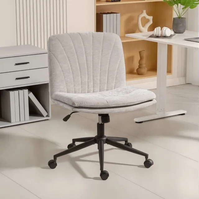 MODENUIT Bureaustoel 62 cm - Hoogteverstelbaar Met Wipfunctie - Voor Thuiswerkplek - Chenille Beige