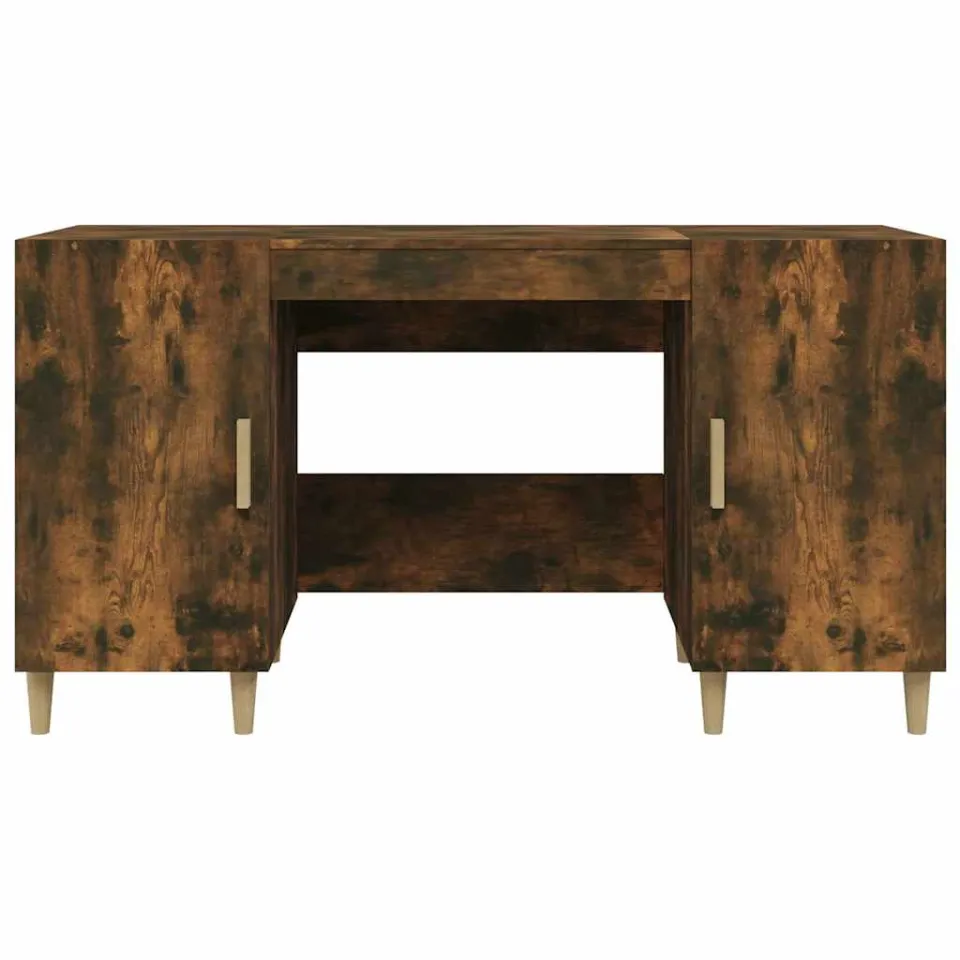 vidaXL Bureau 140x50x75 cm bewerkt hout gerookt eikenkleurig, foto 4