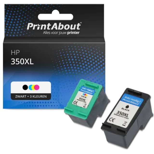 PrintAbout Inktcartridge / Alternatief voor de HP CB336EE (nr 350XL) / Zwart + 3 Kleuren