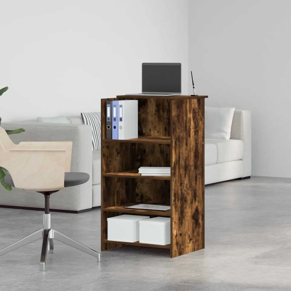 vidaXL Receptiebalie 55x50x103,5 cm bewerkt hout gerookt eikenkleurig, foto 4