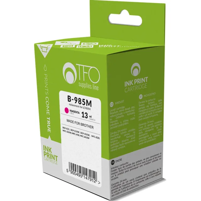 TelForceOne Brother Inkt/Toner cartridge B-985M - Vervangt LC985M - Rood/Roze - Geschikt voor Brother DCP-J125, Brother DCP-J140W, Brother DCP-J315W, Brother DCP-J515W, Brother MFC-J220, Brother MFC-J265W, Brother MFC-J410, Brother MFC-J415W
