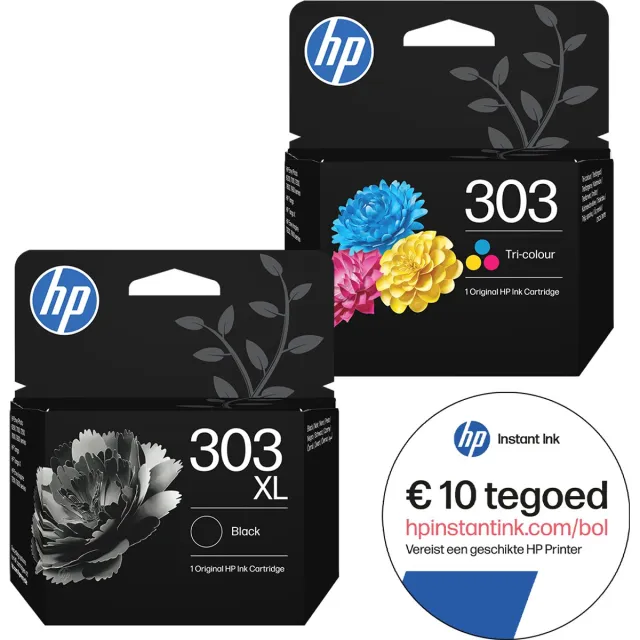 HP 303 Kleur & HP 303XL Zwart Inktcartridges - Origineel HP + €10 HP Instant Ink-tegoed - Voordeelbundel voor HP ENVY en HP Tango Zwart XL