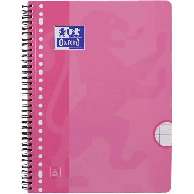 Oxford School collegeblok A4+ gelijnd, 23-gaats, 80 vel, roze