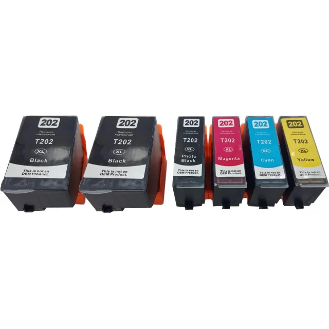 KATRIZ huismerk ink Epson 2x T202XL Zwart + 1x T202XL Foto Zwart + 1x T202XL Cyaan + 1x T202XL Magenta + 1x T202XL Geel | 6 stuks Zwart, Foto Zwart, Cyaan, Magenta, Geel