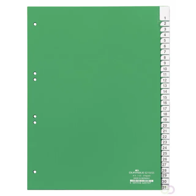 Durable Tabbladen A4 31-delig gelaste tabs 1-31 en voorblad
