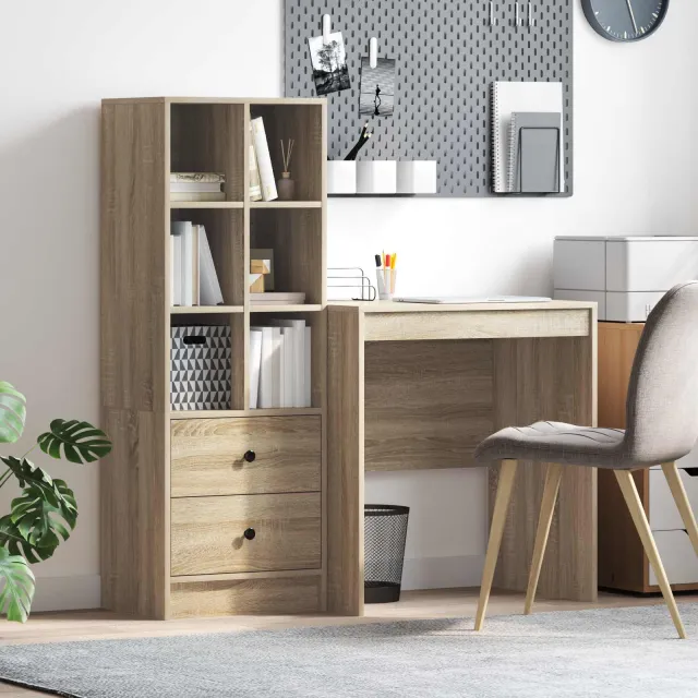vidaXL Bureau Sonoma Eiken 115,5 x 50 x 127 cm 2 st, foto 2