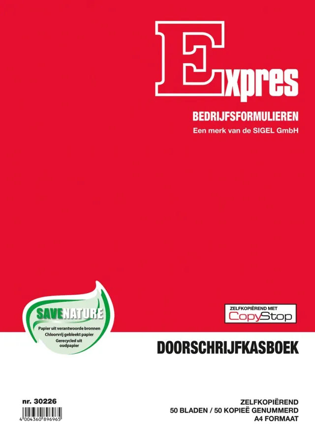 Sigel Expres kasboek, ft A4, Nederlandstalig, dupli (50 x 2 vel)