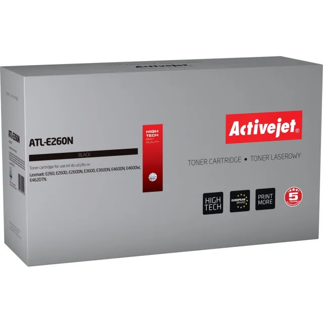ActiveJet ATL-E260N Toner voor Lexmark-printer; Lexmark E260A11E vervanging; Opperste; 3500 pagina's; zwart.