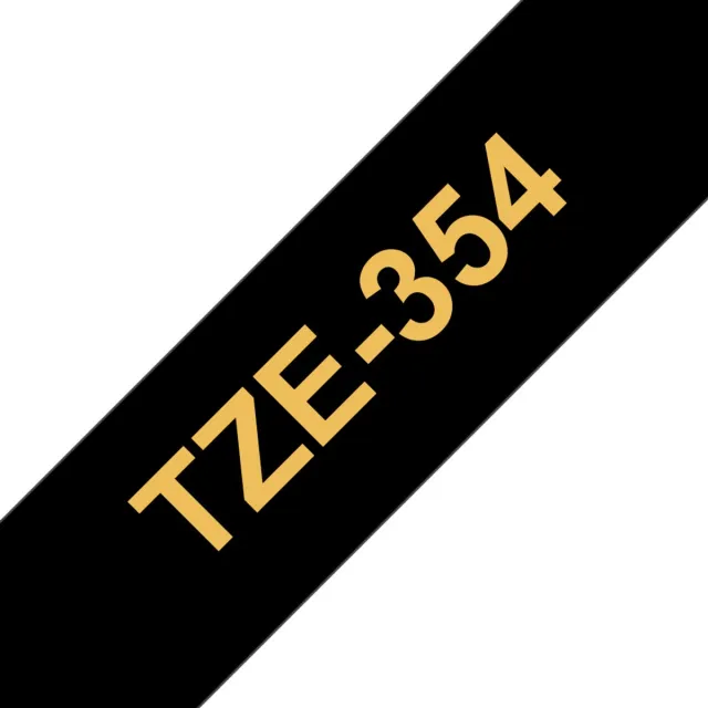 Brother TZ-354 24mm - gold on black - laminated(8m) Tweekleurig