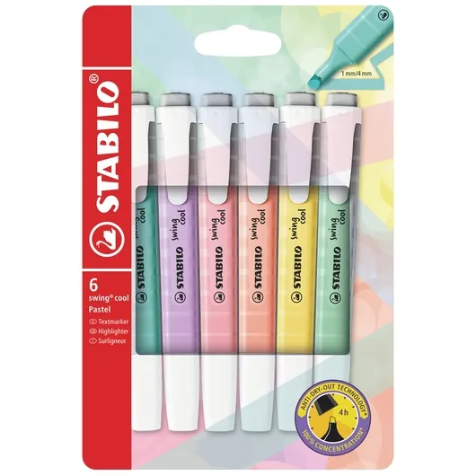 Stabilo Markeerstift STABILO Swing cool 275/6 pastel assorti etui à 6 stuks