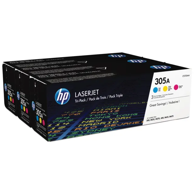 Hp toner 305A, 3 x 2 600 pagina's, OEM CF370AM, 3 kleuren