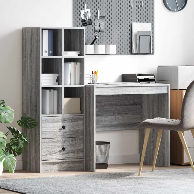 vidaXL Bureau Grijs Sonoma 125,5 x 50 x 127 cm 2 st, foto 2