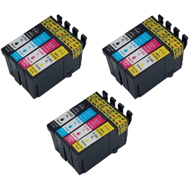 KATRIZ Huismerk Inkt 502XL / T502XL – 3 Sets (12 Stuks) – Geschikt voor Epson XP-5100 / XP-5105 / WF-2860DWF / WF-2865DWF / XP-5155 – Hoge Capaciteit – Compatible Alternatief Zwart, Cyaan, Magenta, Geel