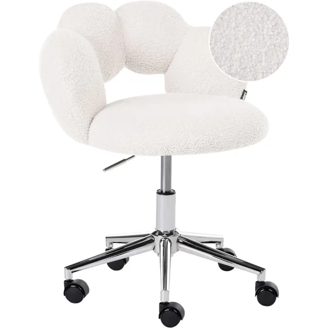 Beliani WHIZZY - Kinderbureaustoel - Wit - Bouclé