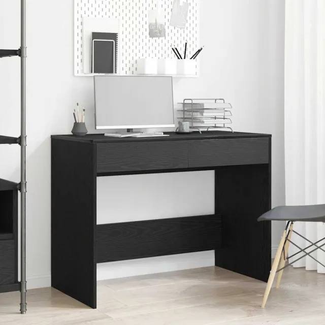 vidaXL Bureau 101x50x76,5 cm spaanplaat zwart eikenkleurig, foto 2