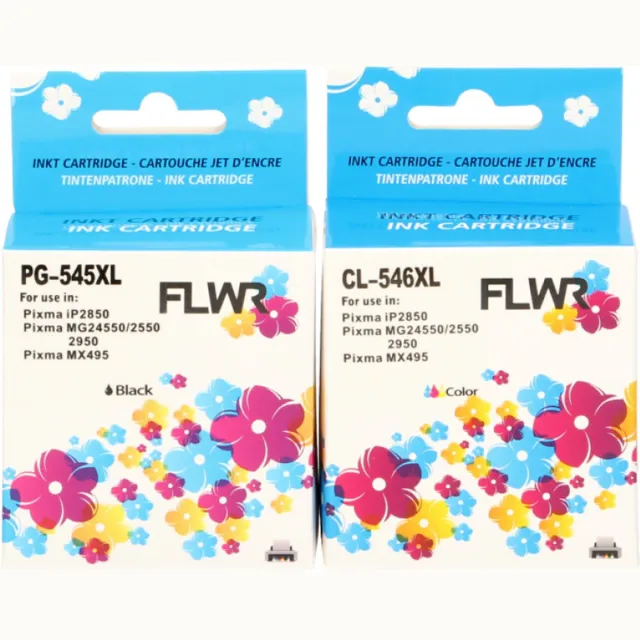 FLWR Inktcartridge / PG-545XL / CL-546XL / 2-pack Zwart & Kleur - Geschikt voor Canon Zwart en Kleur