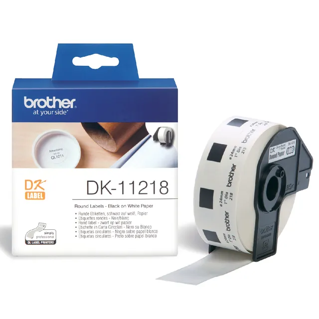 Brother Etiket Brother DK-11218 rond 24mm 1 rol á 1000 stuks wit