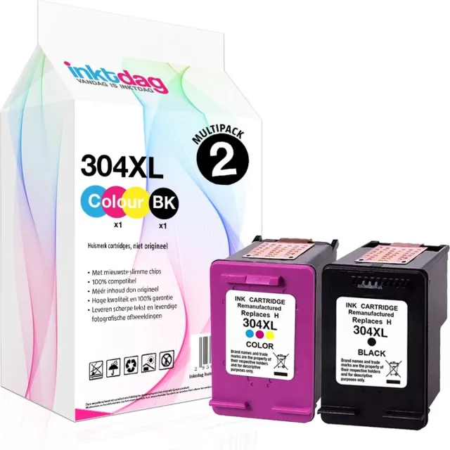 inktdag Inktcartridge Multipack geschikt voor HP 304 XL Zwart (20ml) + Kleur (18ml) HP 304 XL BK (20 ML)
