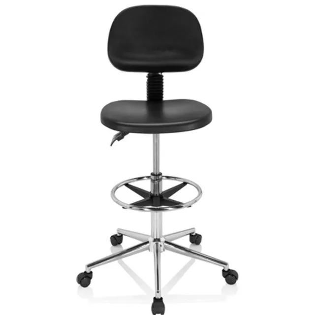 hjh office Werkstoel / Werkkruk TOP WORK 24 I duurzaam PU, verchroomd zwart hjh OFFICE
